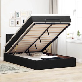 Cama otomana com colchão 120x190 cm veludo preto