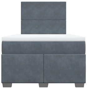 Cama boxspring com colchão 120x190 cm veludo cinzento-escuro