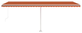 Toldo retrátil manual com LED 600x300 cm laranja e castanho