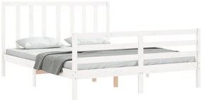 Cama sem colchão 160x200 cm madeira de pinho maciça branco