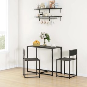 Conjunto de mesa e cadeiras, mesa de jantar de 3 peças com 2 cadeiras encaixáveis, para cozinha, sala de estar ou casa, preto