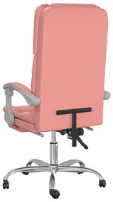 Cadeira escritório massagens reclinável couro artificial rosa