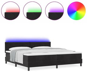 Cama Box Spring vidaXL com Colchão e LED Preto 200x200 cm Veludo