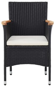 3 pcs conjunto de jantar para jardim preto
