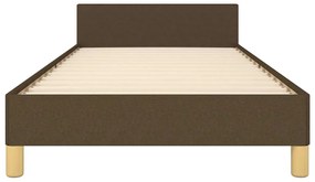 Estrutura de cama sem colchão 90x200 cm tecido castanho-escuro