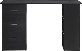 Secretária para computador com 3 gavetas e 3 prateleiras abertas, 120 x 49 x 72 cm, secretária com arrumação reversível, estilo moderno, secretária pa