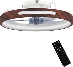 HOMCOM Ventilador de Teto com Luz LED 40 W Motor DC Reversível Comando à Distância 6 Velocidades 3 Cores Temporizador Teca | Aosom Portugal