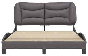 Estrutura cama c/ cabeceira 120x200cm couro artificial cinzento