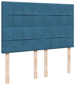 Cama boxspring com colchão 140x190 cm veludo azul