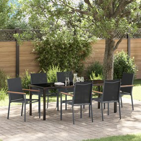vidaXL Conjunto de Jantar de Jardim de 7 Peças Preto Textilene e Aço