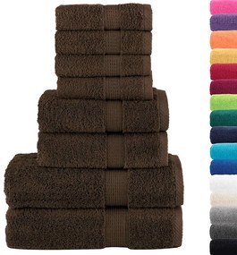 8pcs Conjunto toalhas banho premium SOLUND 600 gsm castanho
