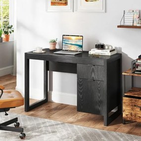 Secretária para computador 112 x 50 x 75 cm com armário e gaveta, painel espesso, estrutura resistente, superfície lisa, fácil de limpar, para casa ou