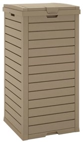 Caixote do lixo p/ exterior 41x41x86 cm PP castanho-claro