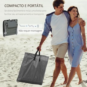 Conjunto de 2 Esteiras de Praia Dobráveis 124x53x50cm com Encosto Ajustável e Apoio para a Cabeça Esteira de Praia Tecido Oxford Aço com Bolsa de Tran