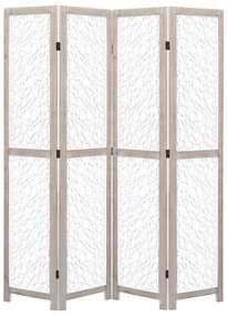 vidaXL Biombo com 4 painéis 140x165 cm madeira maciça branco