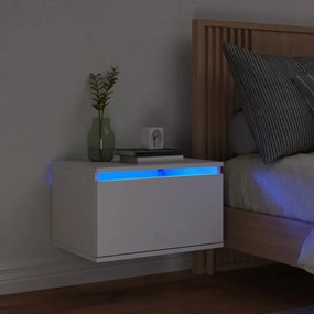 vidaXL Mesa de cabeceira de parede com luzes LED branco