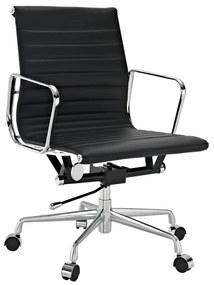 Cadeira de escritório EA48M, giratório, aluminio, pele top preta