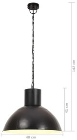 Candeeiro suspenso redondo 25 W 48 cm E27 preto