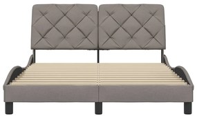 Cama sem colchão 140x200 cm tecido castanho-acinzentado