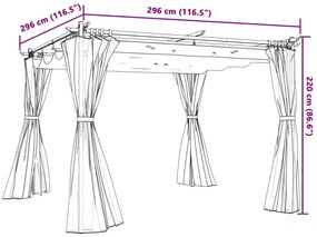 Gazebo com cortinas 3x3 m aço creme