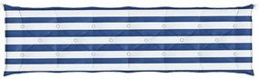 Almofadão p/ banco jardim 200x50x7 cm tecido riscas azul/branco