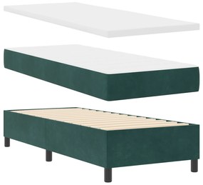 Cama Box Spring com Colchão & Banco Verde Escuro 80x200 cm Veludo