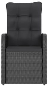 7 pcs conjunto jantar exterior com almofadões vime PE preto