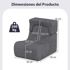 Cadeira de chão para adultos (MESA NÃO INCLUIDA) com apoio de cabeça removível Capa de veludo lavável e enchimento de espuma elástica Cinzenta