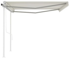 Toldo retrátil automático com postes 4,5x3,5 m cor creme