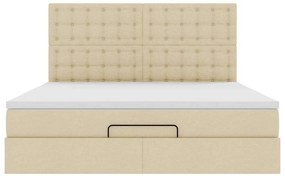 Estrutura de cama otomana com colchão tecido creme 160x200cm