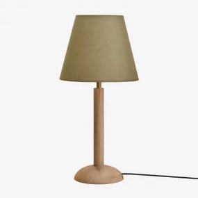 Candeeiro De Mesa Em Madeira De Manga Harry Madeira De Manga & Sage Green Ø25 Cm Caracas - Sklum