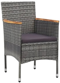 5 pcs conjunto de jantar p/ jardim vime PE e acácia cinzento
