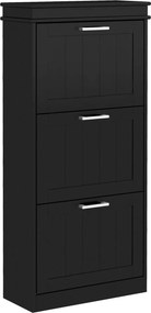 Sapateira armário com 3 portas basculantes para 15 pares, prateleiras ajustáveis, 54 x 24 x 117,5 cm, preto