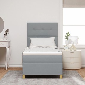 Cama Box Spring com Colchão Cinza Claro 90x200 cm Tecido