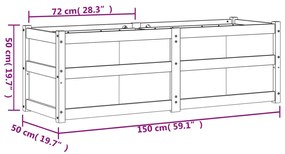 Vaso/floreira de jardim 150x50x50 cm pinho maciço castanho cera