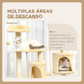 Arranhador de gato com plataformas Cabines Bolas de jogo 40x40x114cm