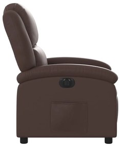 Poltrona reclinável elétrica couro artificial castanho