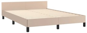 Estrutura cama cabeceira 140x200 cm couro artificial cappuccino