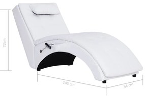 Chaise longue de massagem c/ almofada couro artificial branco