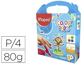 Pintura a Dedos Maped Color Peps Caixa de 4 Botes Cores Sortidas 80 gr