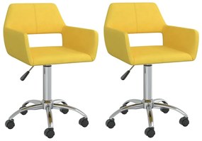 vidaXL Cadeiras de jantar giratórias 2 pcs tecido amarelo