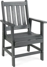 Cadeira de jantar de jardim Plástico com braços largos, assento e encosto em ripas para salão Gazebo 61 x 61,5 x 95 cm Cinza