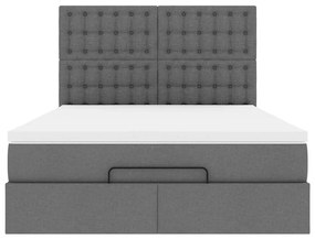 Estrutura cama otomana colchão 140x200cm tecido cinzento escuro