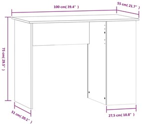 Secretária 100x55x75 cm derivados de madeira cinzento cimento