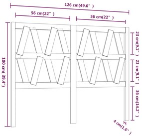 Cabeceira de cama 126x4x100 cm pinho maciço branco