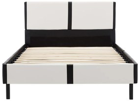 Estrutura de cama 90x200 cm couro artificial preto e branco