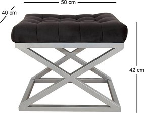 Pouffe Capraz – Silver Black – 50 cm x 42 cm x 40 cm