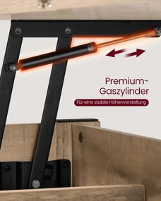 Mesa de centro com altura ajustável 50 x 100 x 49,1 cm/64,1 cm, gavetas e compartimentos castanho camelo