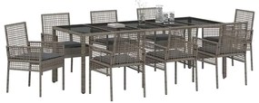 Conjunto de Jantar para Jardim 9 pcs Cinzeto 250 x 100 x 75 cm