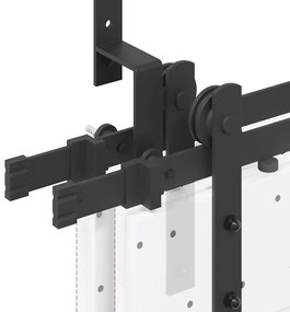 Kit de ferragens para porta deslizante 366 cm aço preto
